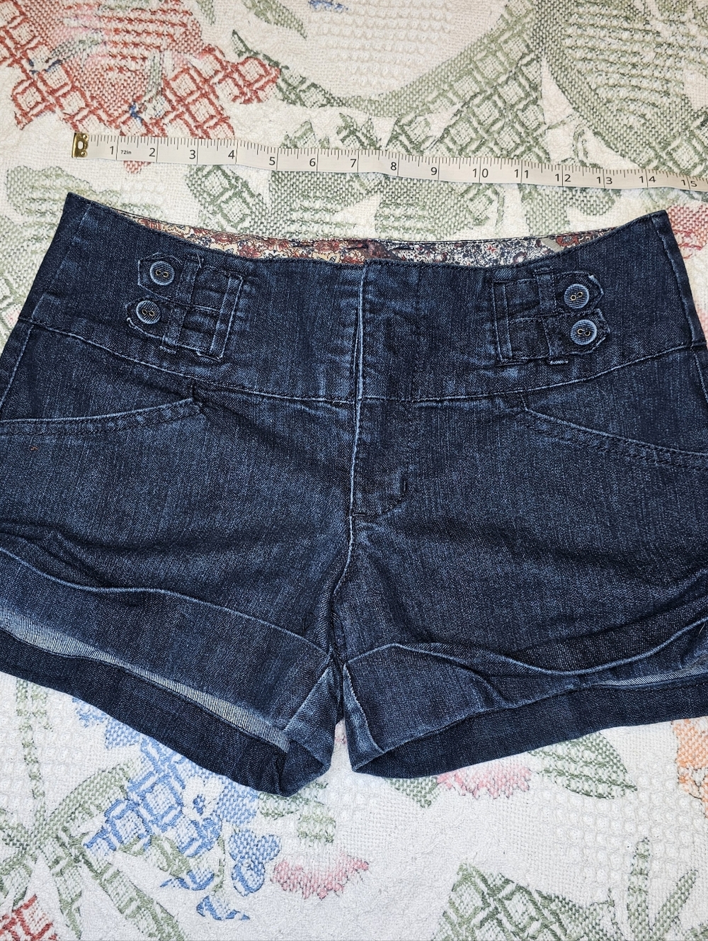 Boom Boom Jeans Dark Blue Denim Button-Accent Women’s Shorts